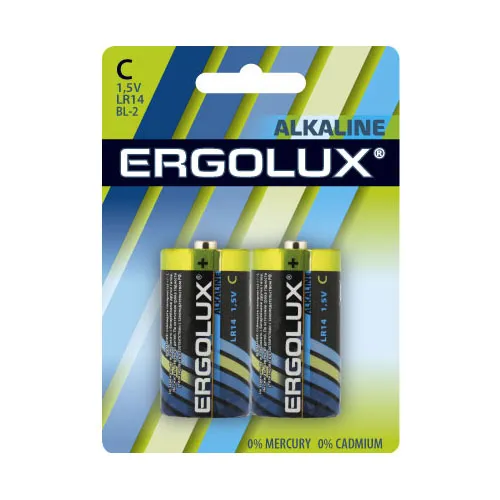 Элемент питания алкалиновый C/LR14 1.5В Alkaline BL-2 (блист.2шт) Ergolux 11751: фотография 1 превью