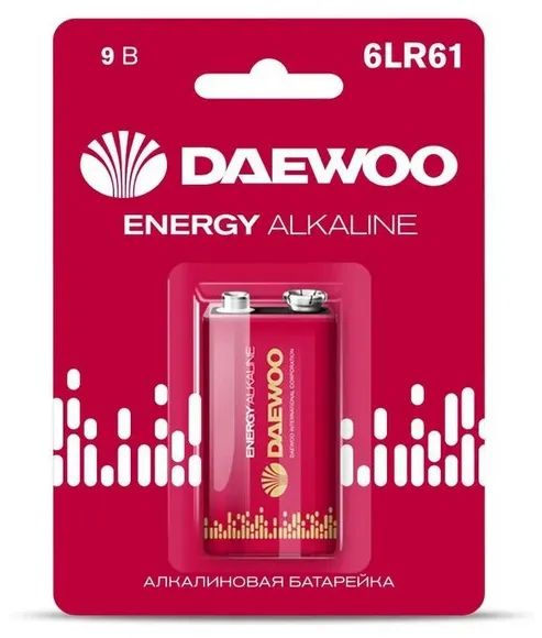 Элемент питания алкалиновый "крона" 6LR61 9В Energy Alkaline 2021 BL-1 DAEWOO 5029729: фотография 1