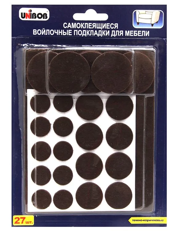 Самоклеящиеся войлочные подкладки для мебели темно-коричневый, UNIBOB: фотография 1