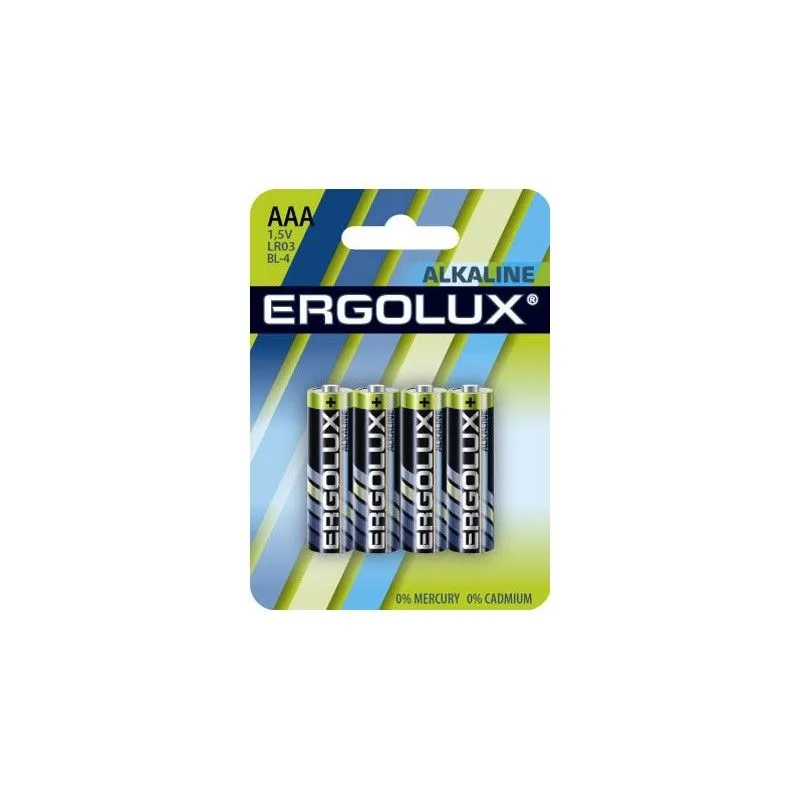 Элемент питания алкалиновый Ergolux AAA (4шт) LR03 BL-4: фотография 1 превью