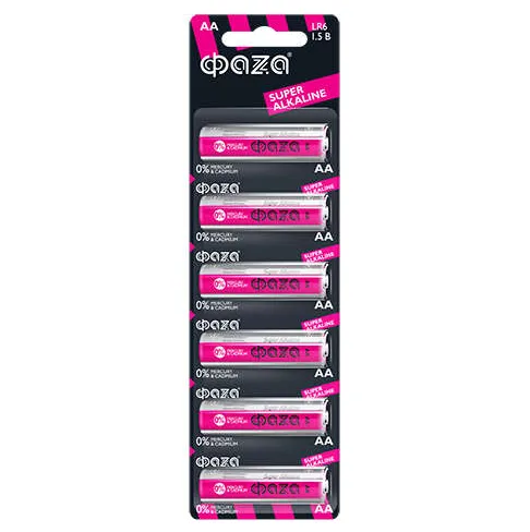 Элемент питания алкалиновый AA/LR6 1.5В Super Alkaline BL-6 (уп.6шт) ФАZА 5002043: фотография 1