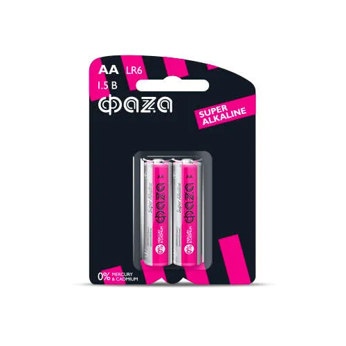 Элемент питания алкалиновый AA LR6 BP-2 (блист.2шт) ФАЗА: фотография 1 превью