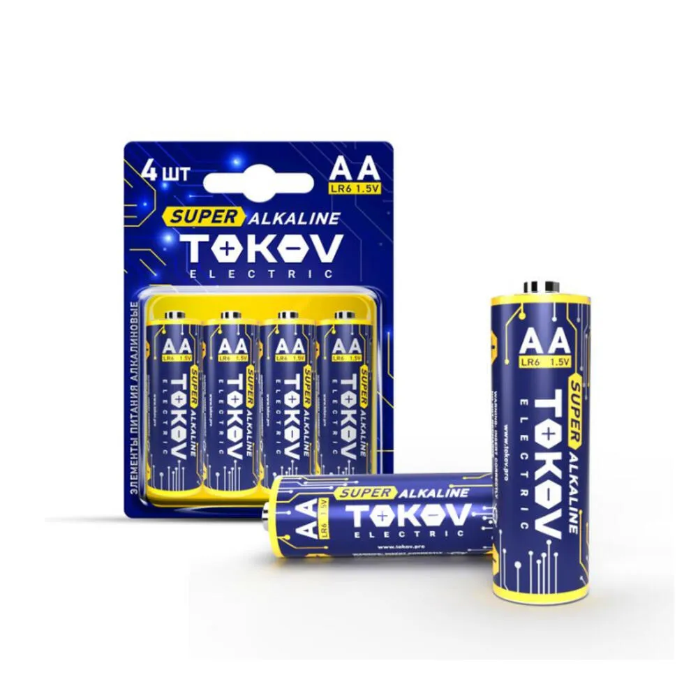 Элемент питания алкалиновый LR6/AA (блист.4шт) TOKOV ELECTRIC TKE-ALS-LR6/B4: фотография 1 превью