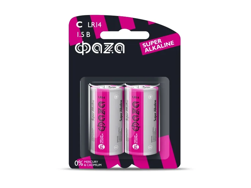 Элемент питания алкалиновый LR14 Super Alkaline BL-2 (уп.2шт) ФАZА: фотография 1 превью