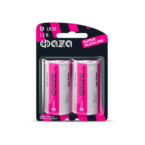 Элемент питания алкалиновый D/LR20 1.5В Super Alkaline BL-2 (уп.2шт) ФАZА 2858535: фотография 1