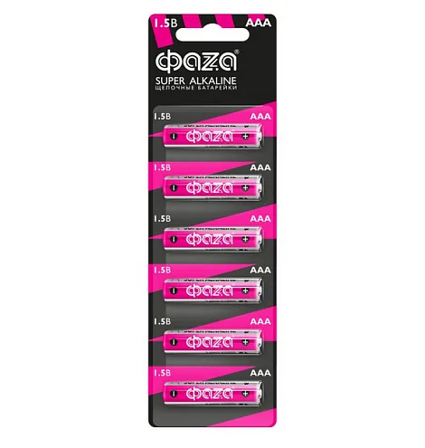 Элемент питания алкалиновый AAA/LR03 1.5В Super Alkaline BL-6 (уп.6шт) ФАZА 5002012: фотография 1