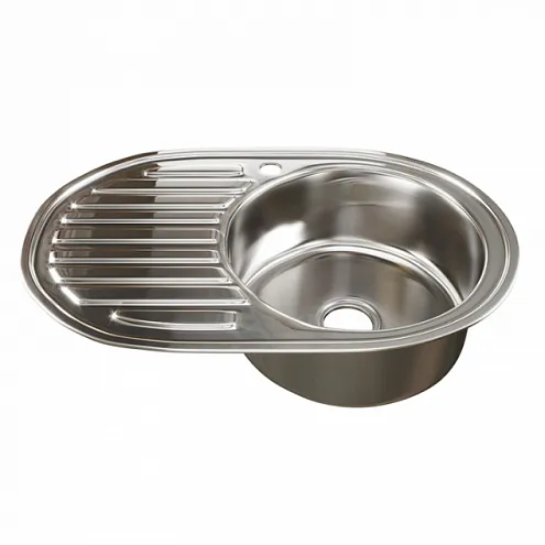 Мойка овал 500х770 правый выпуск 3 1/2" MIXLINE 160 мм с сифоном: фотография 1