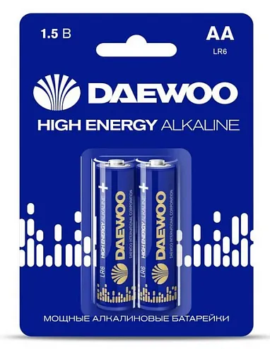 Элемент питания алкалиновый AA/LR6 1.5В High Energy Alkaline 2021 BL-2 (уп.2шт) DAEWOO 5030299: фотография 1