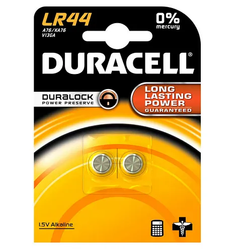 Элемент питания алкалиновый "таблетка" LR44/A76 1.5В BP-2 (блист.2шт) Duracell Б0009737: фотография 1