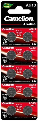 Элемент питания алкалиновый "таблетка" LR44/G13/A76/357A Mercury Free AG13-BP0%Hg для часов BL-10 (блист.10шт) Camelion 12821: фотография 1