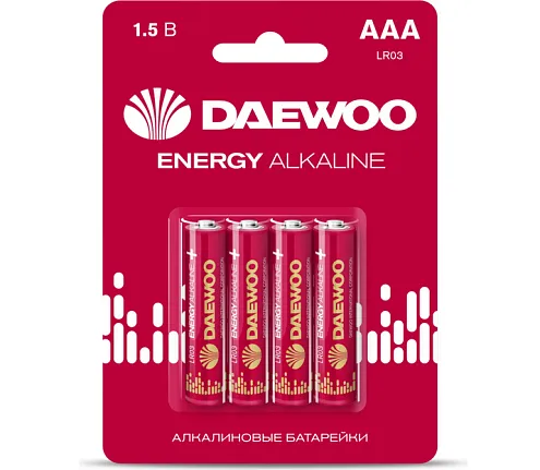 Элемент питания алкалиновый AAA/LR03 1.5В Energy Alkaline 2021 BL-4 (уп.4шт) DAEWOO 5029903: фотография 1