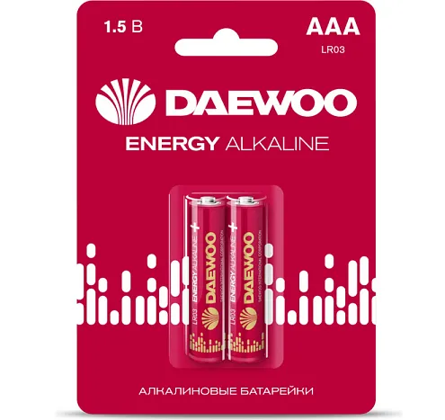 Элемент питания алкалиновый AAA/LR03 1.5В Energy Alkaline 2021 BL-2 (уп.2шт) DAEWOO 5029873: фотография 1