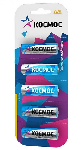 Элемент питания алкалиновый AA/LR6 BP-5 (блист.5шт) КОСМОС KOCLR65BL: фотография 1