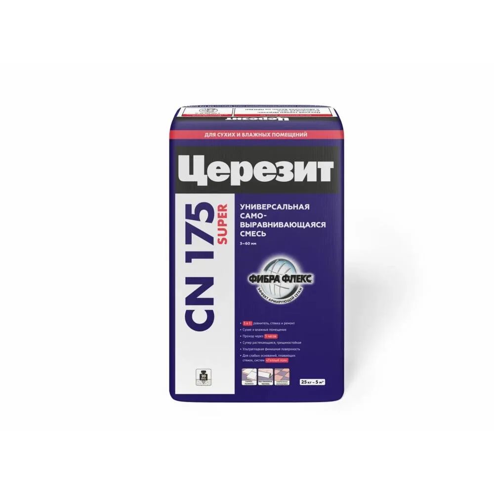 Смесь универсальная самовыравнивающаяся Церезит CN 175, 25 кг купить в  Кирове по цене 707 руб. — характеристики, отзывы в интернет-магазине  СтройРемо